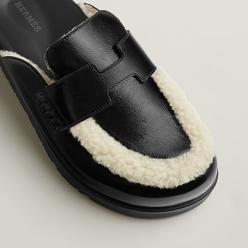 【エレガント】HERMES Mules Go サンダル NEW Hermès Hermes Go Mule Mules Naturel Shearling Suede Ecru